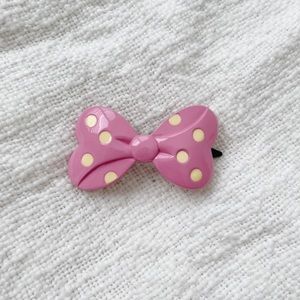 Pink & yellow polka dot hair clip